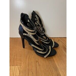 Charlotte Russe Shoes Womens Size 8 Gold Chain Strappy High Heel Sandals Party D